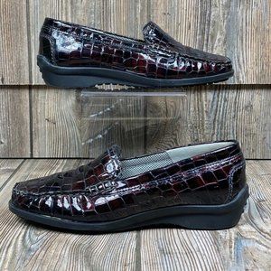Jenny By Ara Shoes Burgundy Leather Scales Shiny